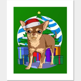 Chihuahua Dog Cute Santa Christmas Gift Posters and Art